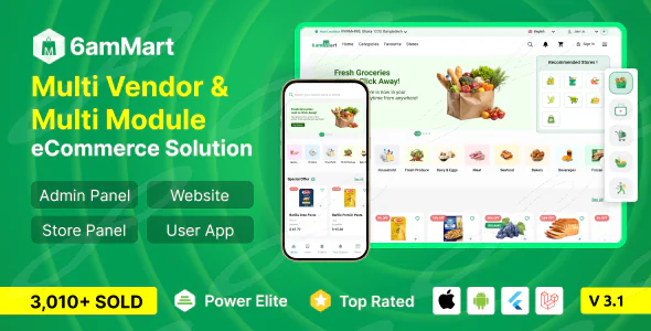 6amMart – Multivendor Food, Grocery, eCommerce, Parcel, Pharmacy delivery app with Admin & Webs